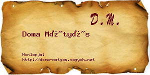 Doma Mátyás névjegykártya